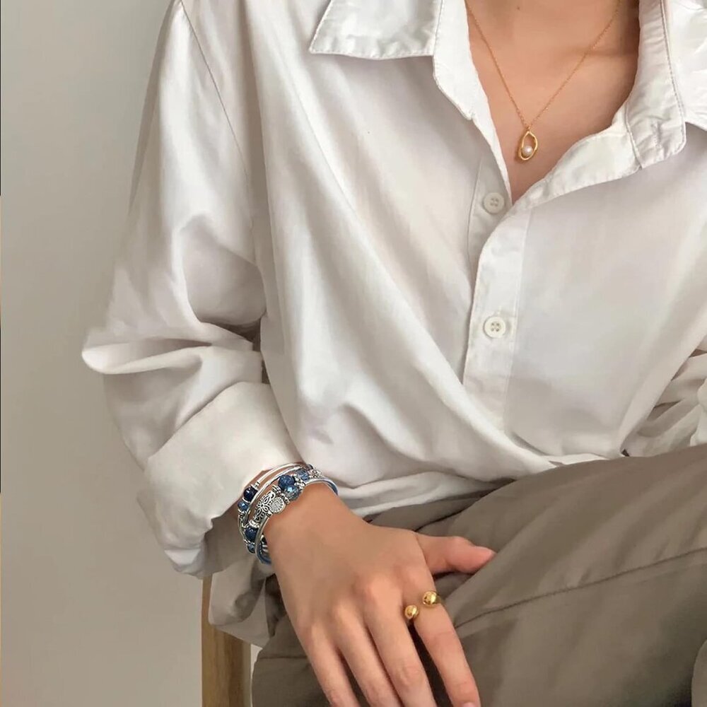 Blue Boho Stackable Beaded Silver Wrap Bracelets … - image 3